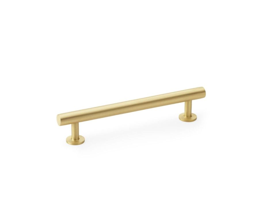 A&W Satin Brass Round T Bar Cupboard Pull Handle c/c 128mm