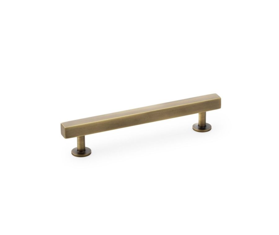 A&W Antique Brass Square T Bar Cupboard Pull Handle c/c 128mm | AW815-128-AB