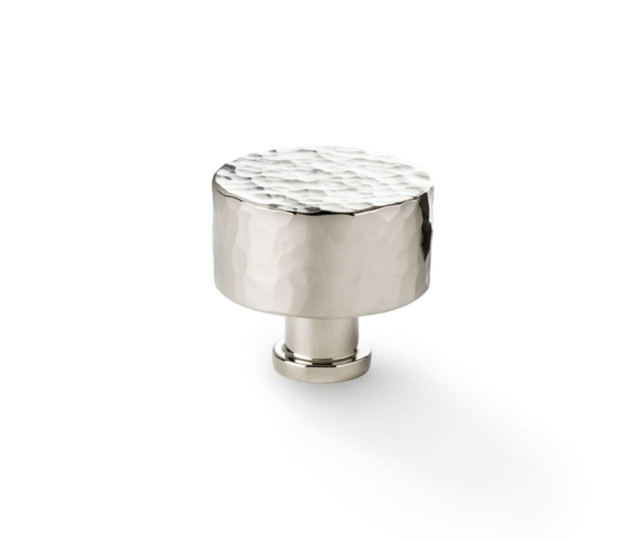Alexander and Wilks Leila Polished Nickel 35mm Hammered Cupboard Knob