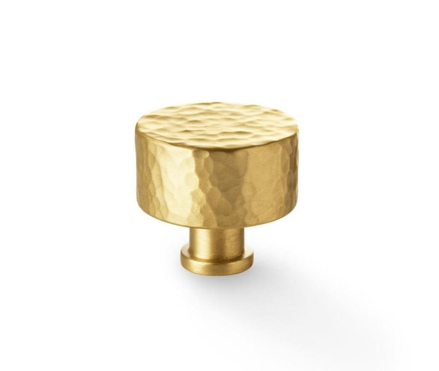 Alexander and Wilks Leila Satin Brass 35mm Hammered Cupboard Knob