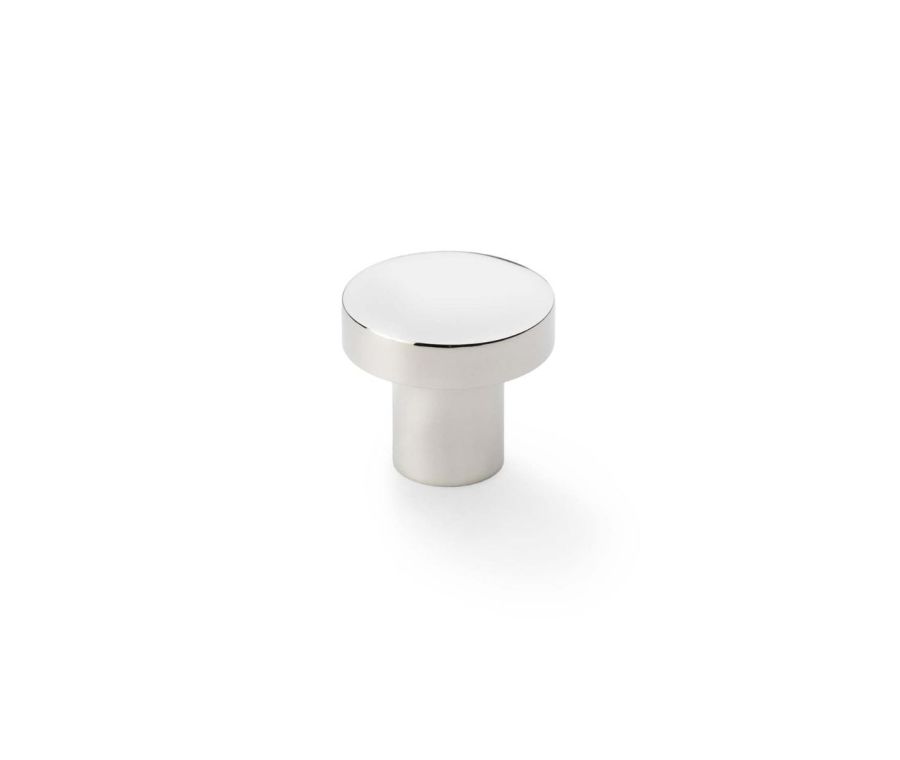 Alexander and Wilks Polished Nickel 30mm Hanover Plain Cupboard Knob 