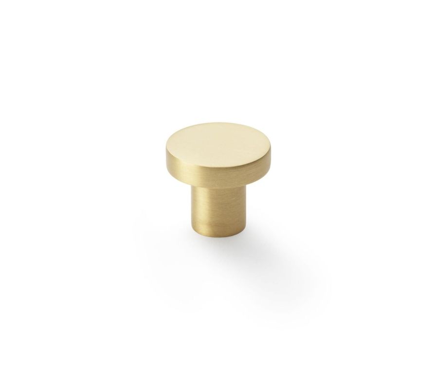 Alexander and Wilks Satin Brass 30mm Hanover Plain Cupboard Knob 