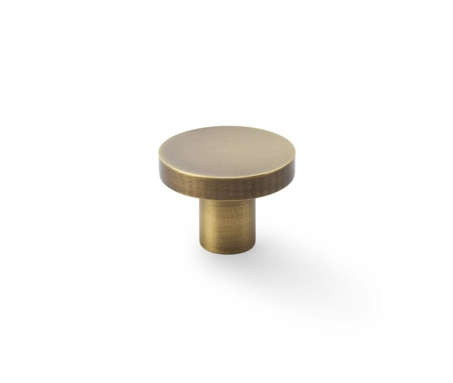 Alexander & Wilks Antique Brass 38mm Hanover Plain Cupboard Knob
