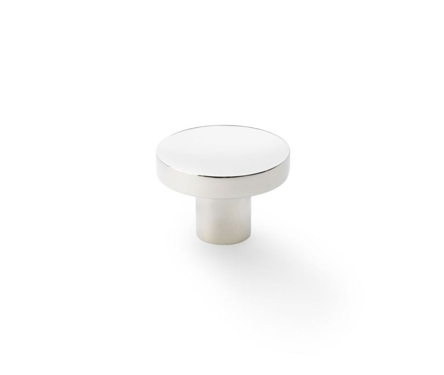 Alexander & Wilks Polished Nickel 38mm Hanover Plain Cupboard Knob