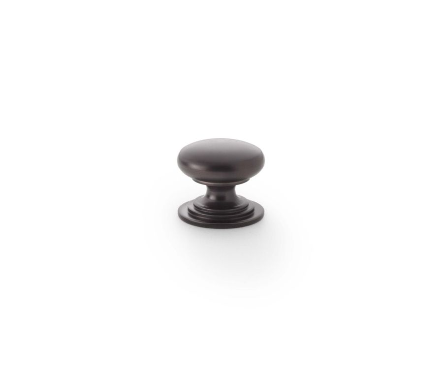Alexander and Wilks Dark Bronze 25mm Round Cupboard Knob on Stepped Rose | AW825-25-DBZ