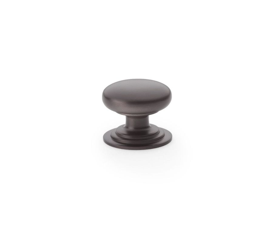 Alexander and Wilks Dark Bronze 32mm Round Cupboard Knob on Stepped Rose | AW825-32-DBZ