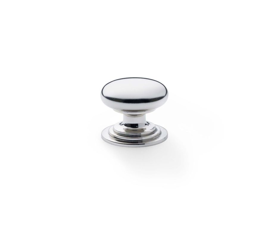 Alexander and Wilks Polished Nickel 32mm Round Cupboard Knob on Stepped Rose | AW825-32-PN