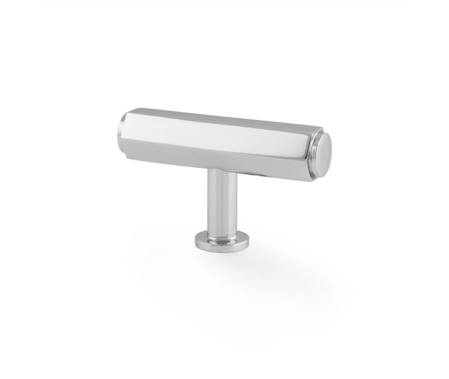 Alexander and Wilks Polished Chrome T Bar Hexagonal Cabinet Knob | AW829-55-PC