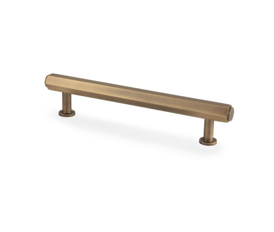 Alexander and Wilks Antique Brass 128mm Hexagonal Pull Handle | AW830-128-AB