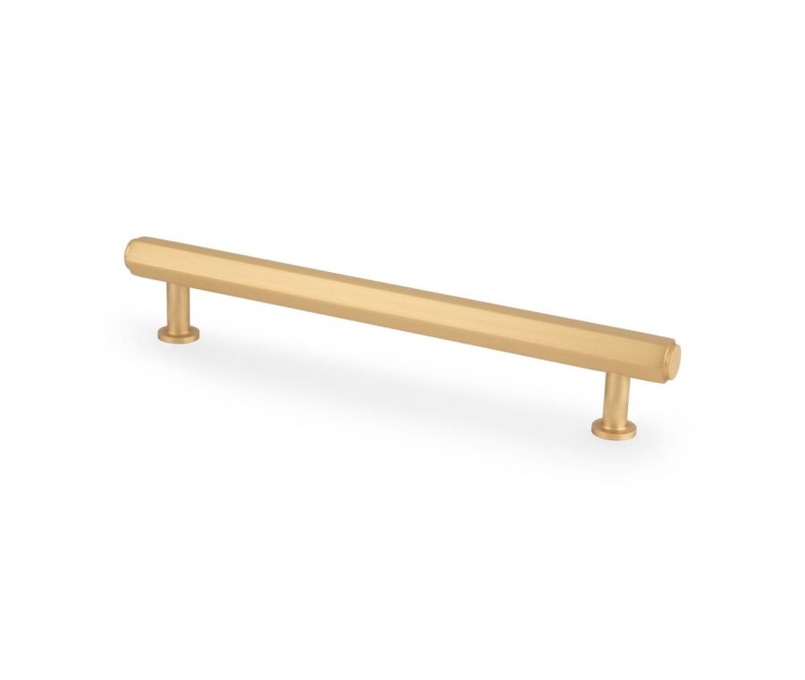 Alexander and Wilks Satin Brass 160mm Hexagonal Pull Handle | AW830-160-SB