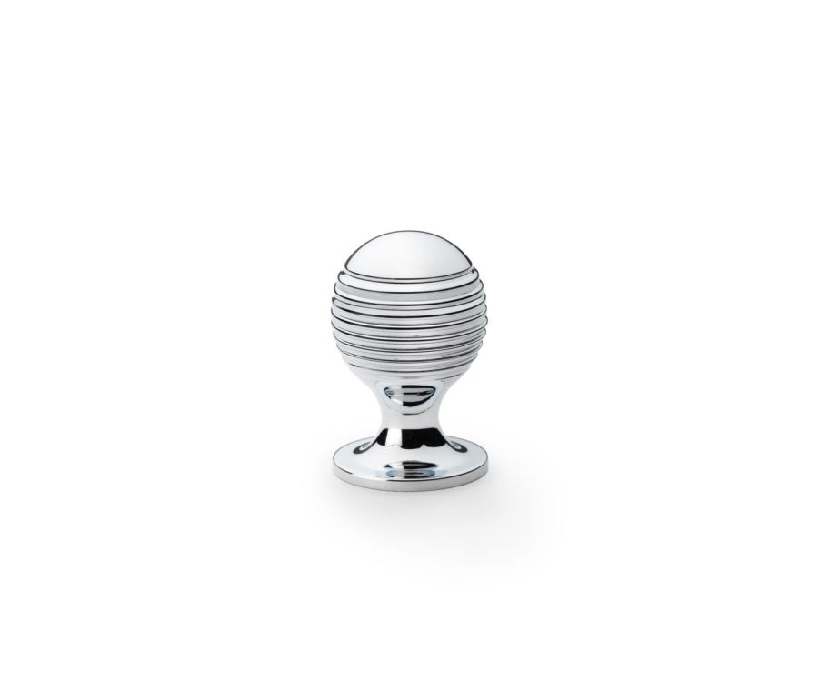 Alexander and Wilks Polished Chrome 25mm Caesar Cupboard Knob on Round Rose | AW832-25-PC