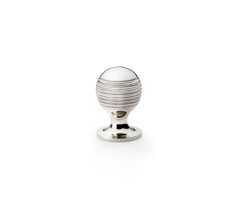 Alexander and Wilks Polished Nickel 25mm Caesar Cupboard Knob on Round Rose | AW832-25-PN