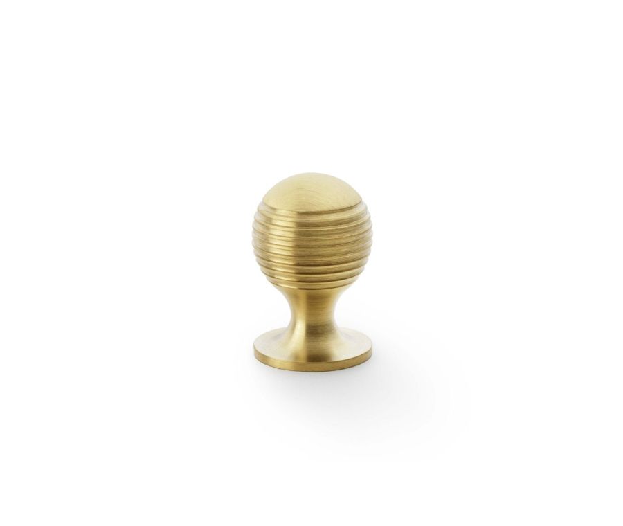 Alexander and Wilks Satin Brass PVD 25mm Caesar Cupboard Knob on Round Rose | AW832-25-SBPVD