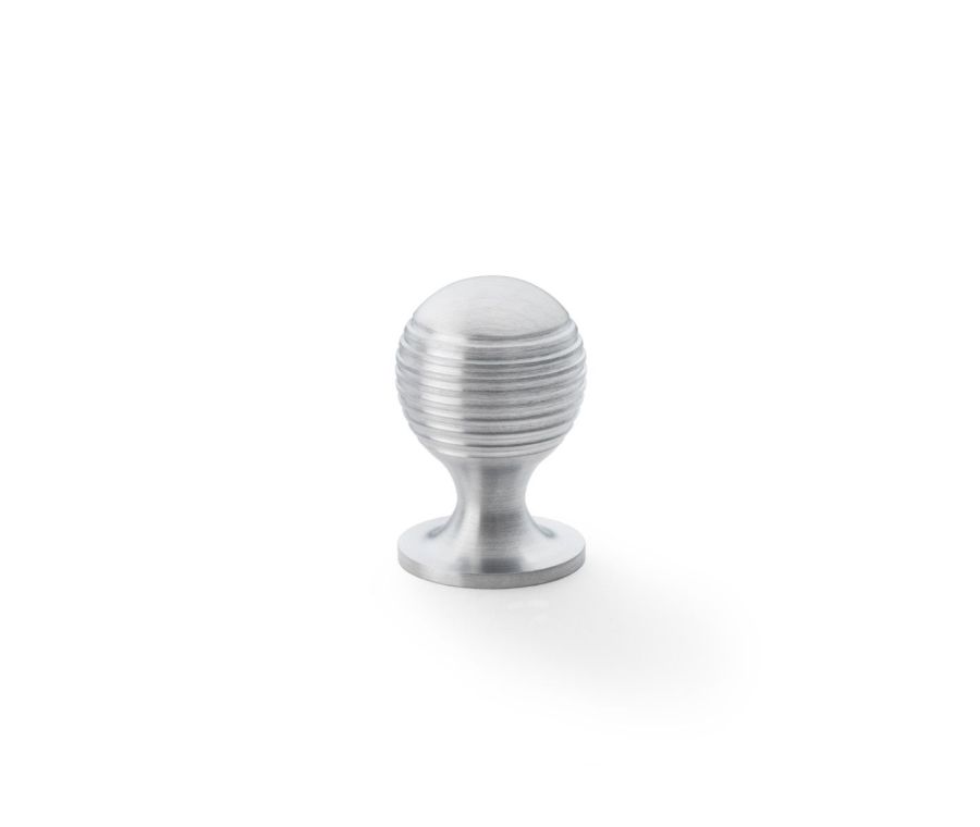 Alexander and Wilks Satin Chrome 25mm Caesar Cupboard Knob on Round Rose | AW832-25-SC