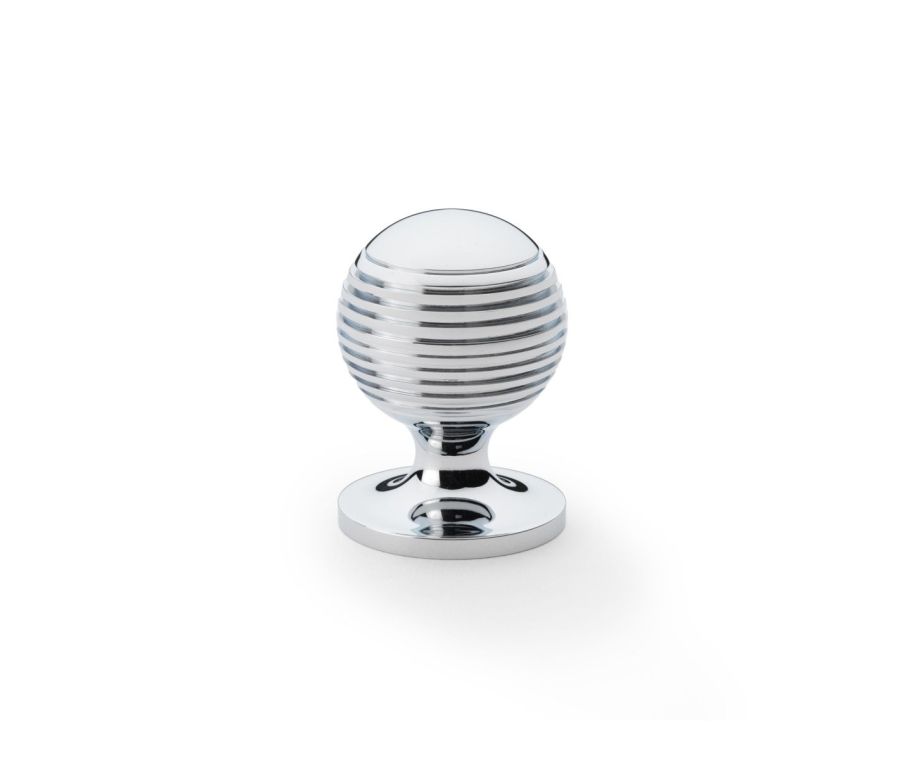 Alexander and Wilks Polished Chrome 32mm Caesar Cupboard Knob on Round Rose | AW832-32-PC
