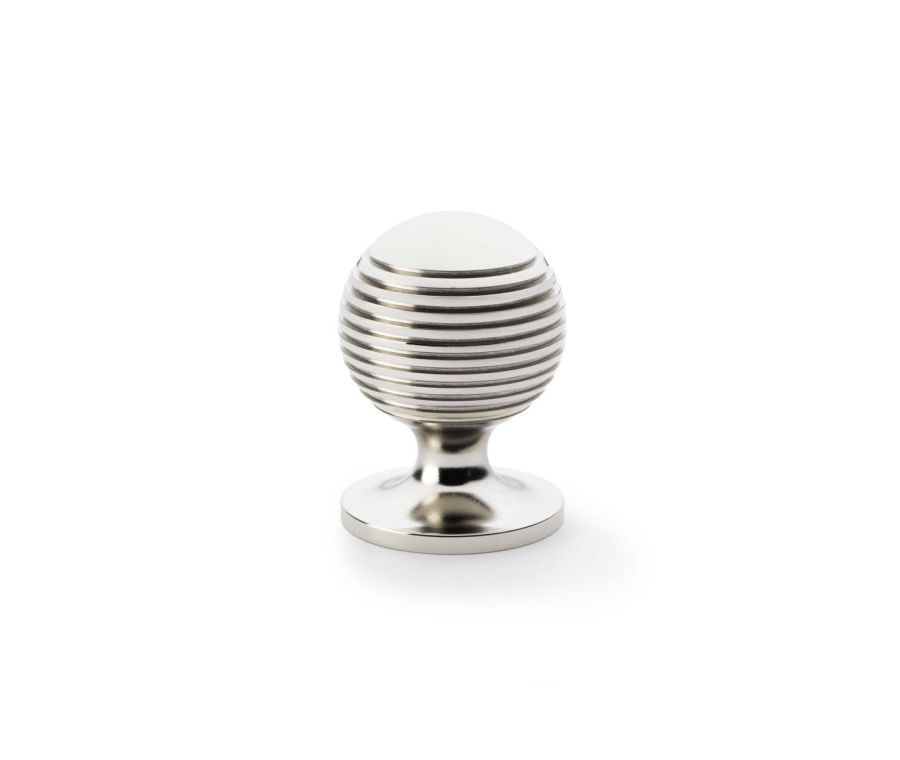 Alexander and Wilks Polished Nickel 32mm Caesar Cupboard Knob on Round Rose | AW832-32-PN