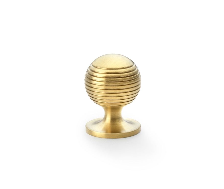 Alexander and Wilks Satin Brass PVD 32mm Caesar Cupboard Knob on Round Rose | AW832-32-SBPVD
