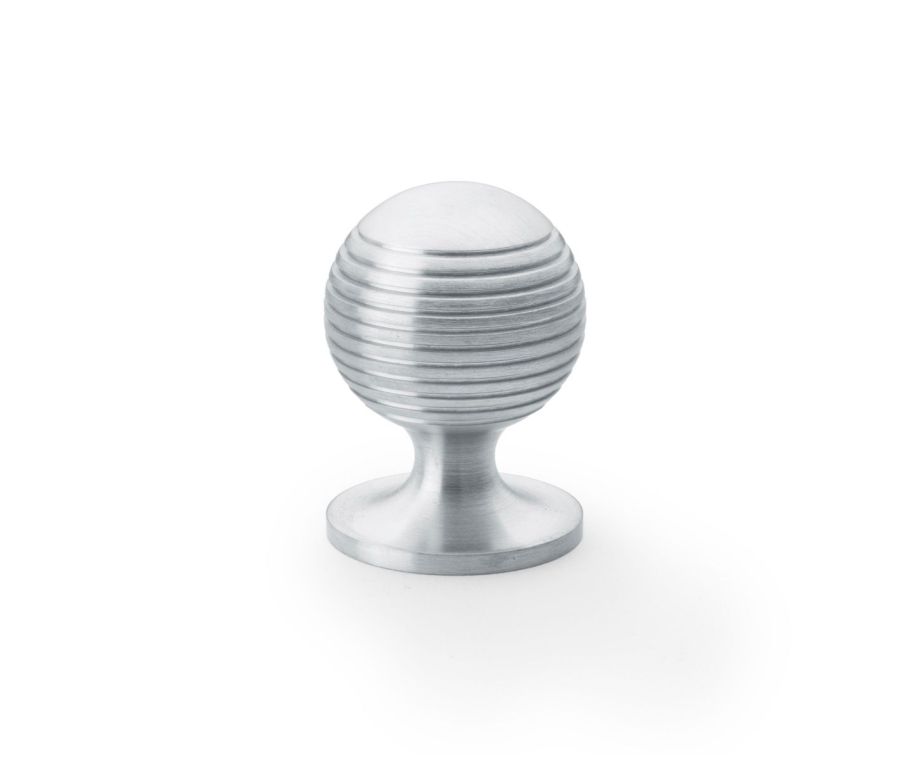 Alexander and Wilks Satin Chrome 32mm Caesar Cupboard Knob on Round Rose | AW832-32-SC