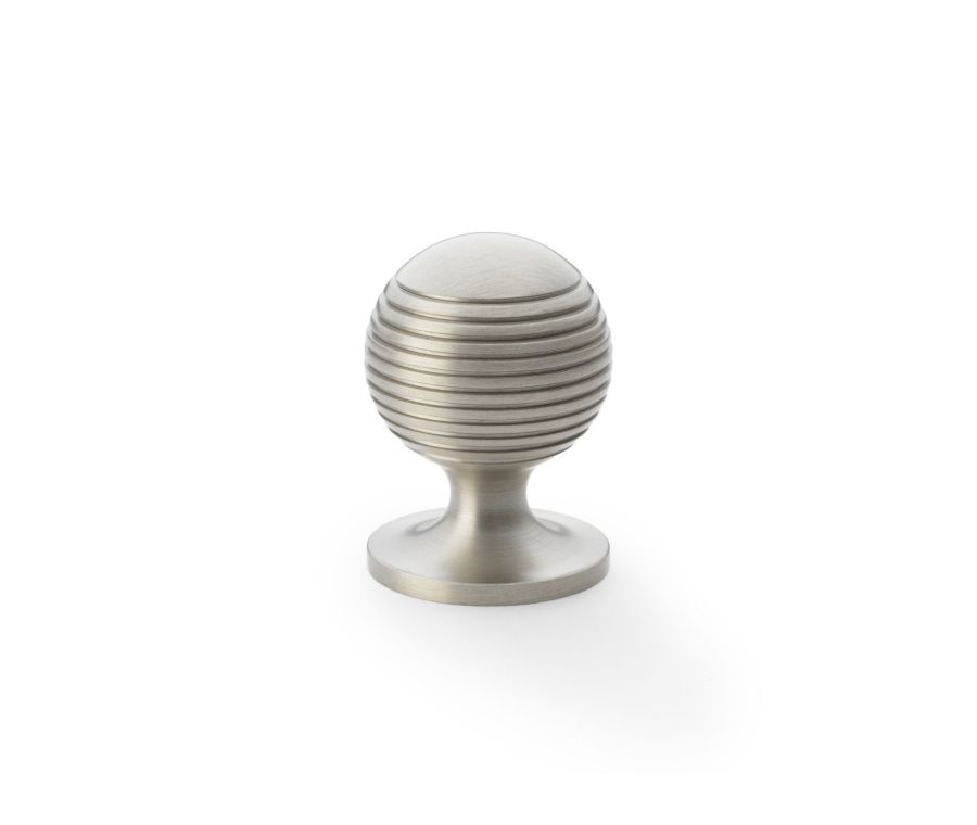 Alexander and Wilks Satin Nickel 32mm Caesar Cupboard Knob on Round Rose | AW832-32-SN