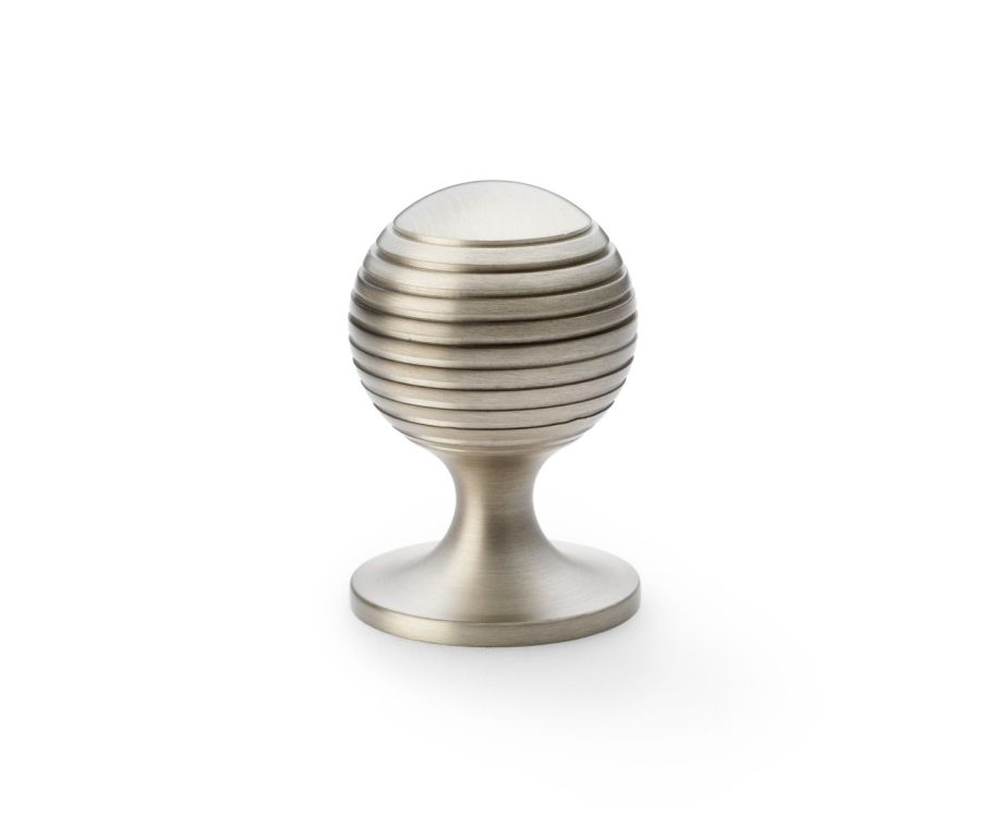 Alexander and Wilks Satin Nickel 38mm Caesar Cupboard Knob on Round Rose | AW832-38-SN