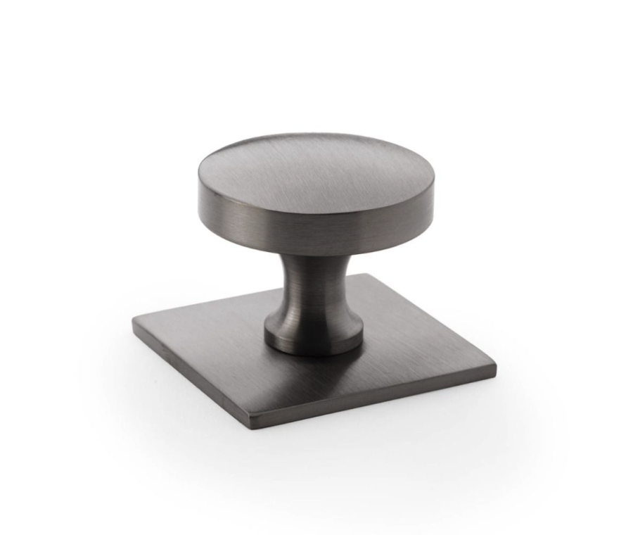 Alexander and Wilks Bullion Dark Bronze PVD Cupboard Knob on Square Backplate