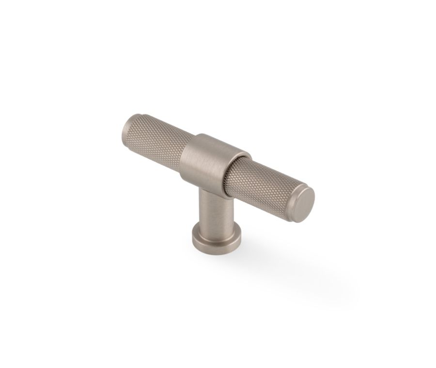 Satin Nickel PVD Kingston Knurled T-Bar Cupboard Knob| AW838-80-SNPVD