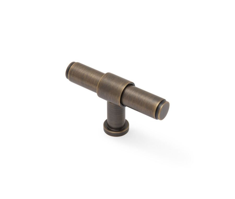 Antique Brass 80mm Kingston Plain T-Bar Cupboard Knob | AW838P-80-AB
