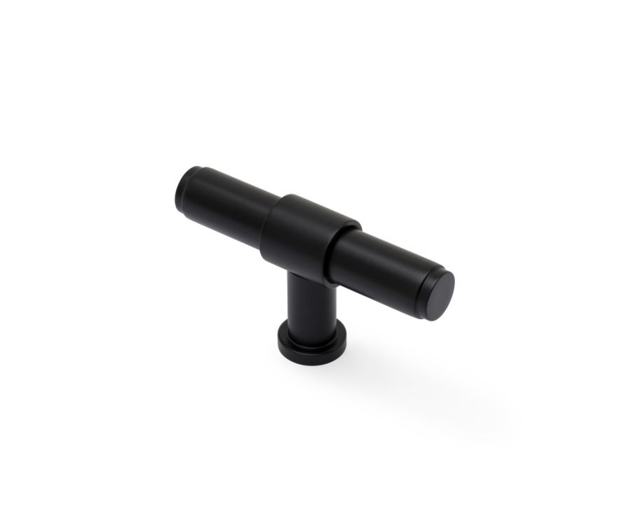 Black 80mm Kingston Plain T-Bar Cupboard Knob | AW838P-80-BL