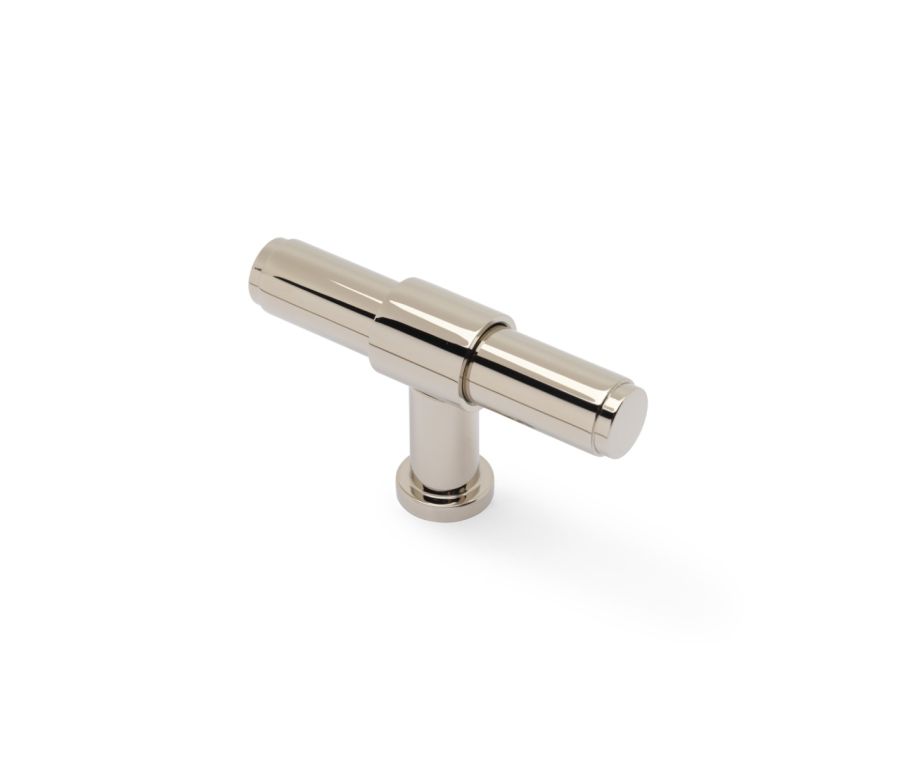Polished Nickel PVD 80mm Kingston Plain T-Bar Cupboard Knob | AW838P-80-PNPVD