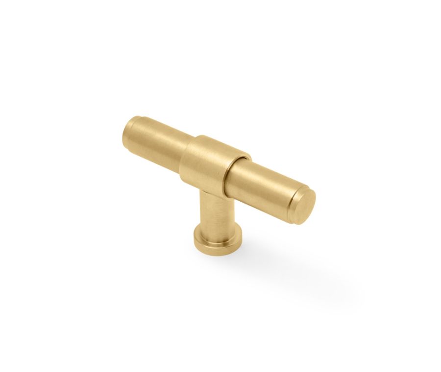 Satin Brass PVD 80mm Kingston Plain T-Bar Cupboard Knob | AW838P-80-SBPVD