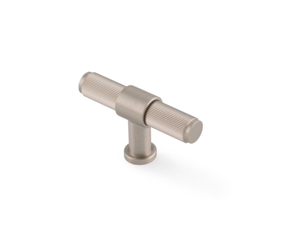 Satin Nickel PVD Kingston Reeded T-Bar Cupboard Knob | AW838R-80-SNPVD