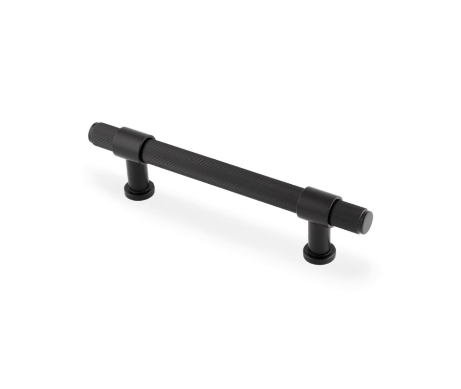 Matt Black Kingston Reeded Pull Handle-128mm c/c