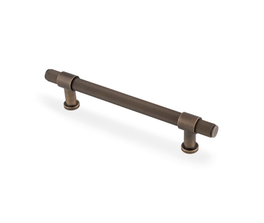 Antique Brass Kingston Reeded Pull Handle-160mm c/c
