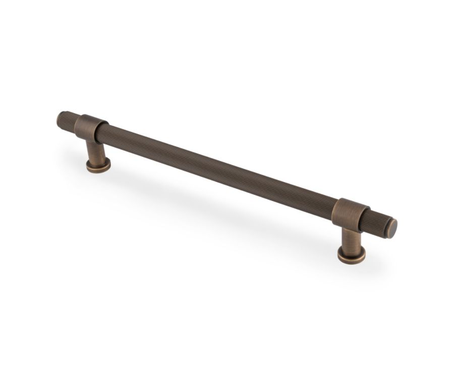 Antique Brass Kingston Reeded Pull Handle-224mm c/c