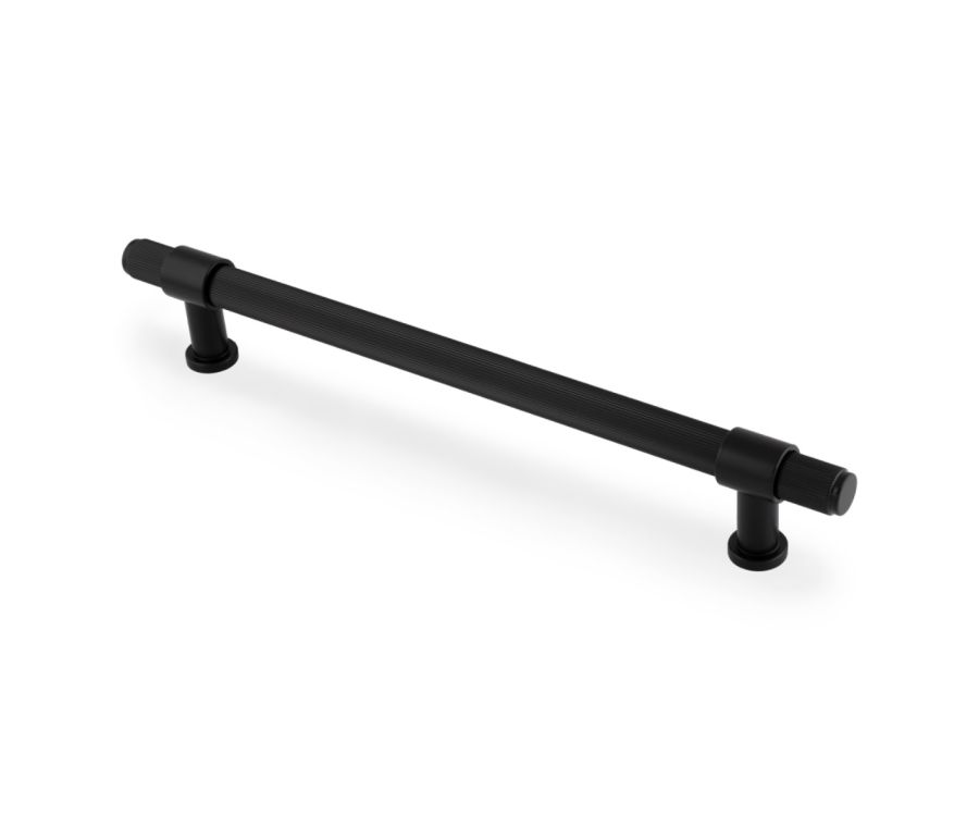 Matt Black Kingston Reeded Pull Handle-224mm c/c