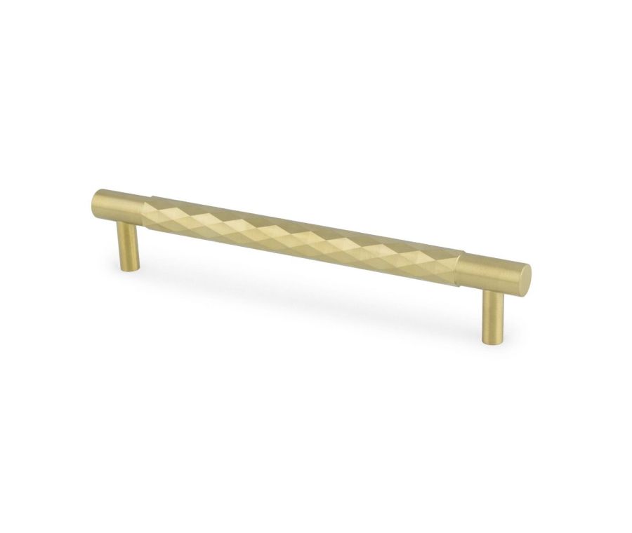 Alexander Wilks Satin Brass PVD 160mm Diamond Cut Cabinet Handle