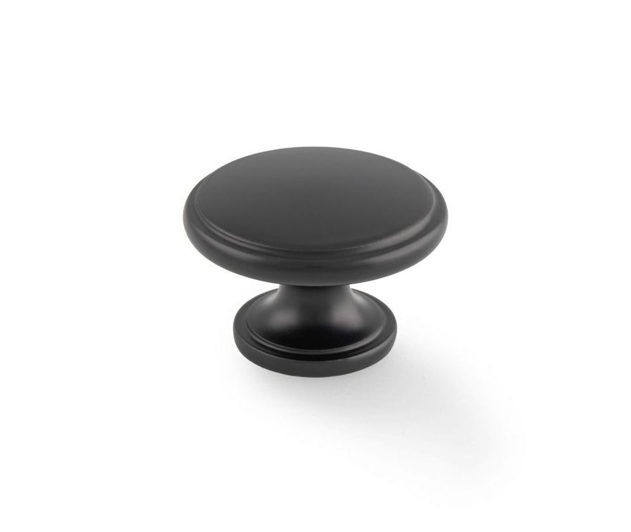 A&W Matt Black Cambridge Round Cupboard Knob | AW849-38-BL