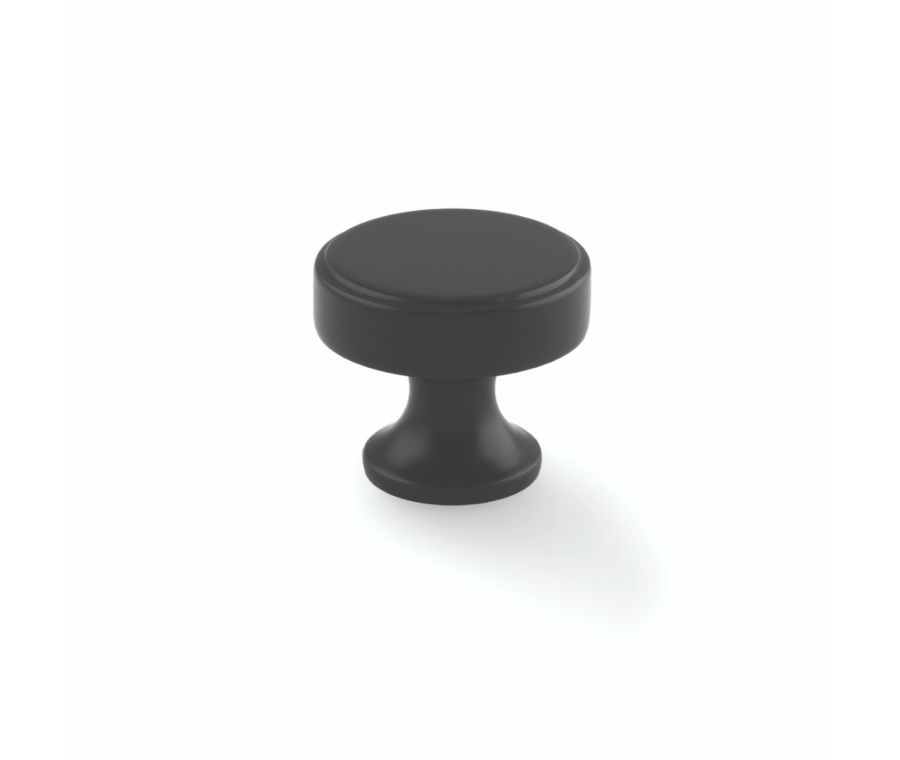 A&W Matt Black Havana Round Cupboard Knob | AW855-38-BL