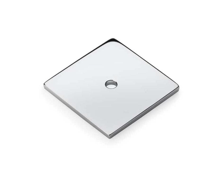 Alexander and Wilks Polished Chrome 38mm Quantock Square Cabinet Knob Backplate