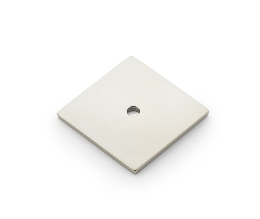 Alexander and Wilks Polished Nickel PVD 38mm Quantock Square Cabinet Knob Backplate