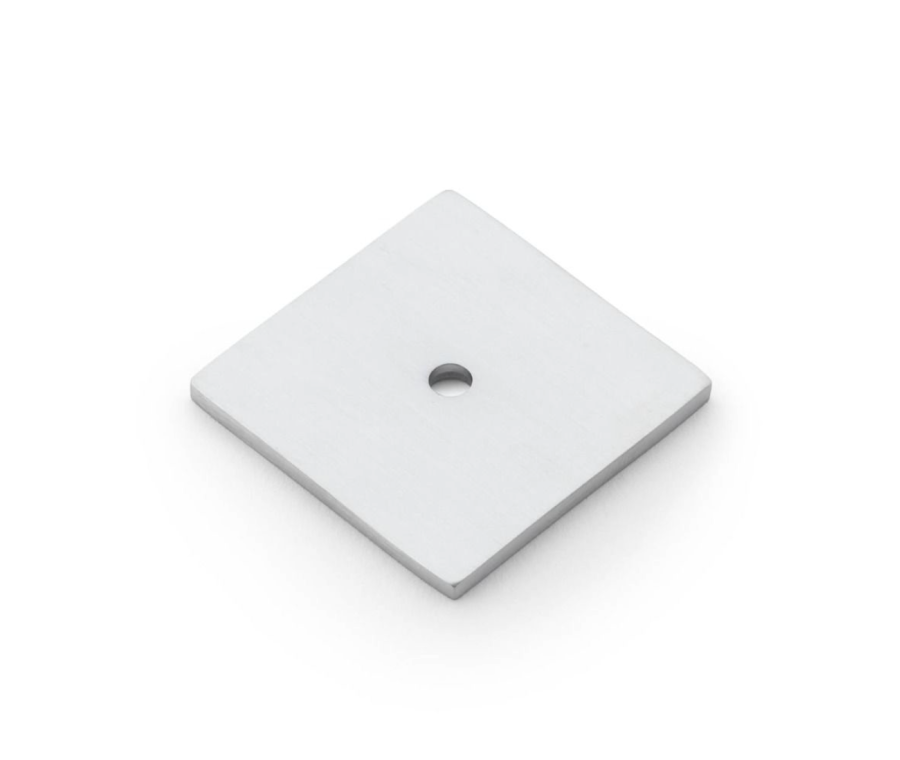 Alexander and Wilks Satin Chrome 38mm Quantock Square Cabinet Knob Backplate