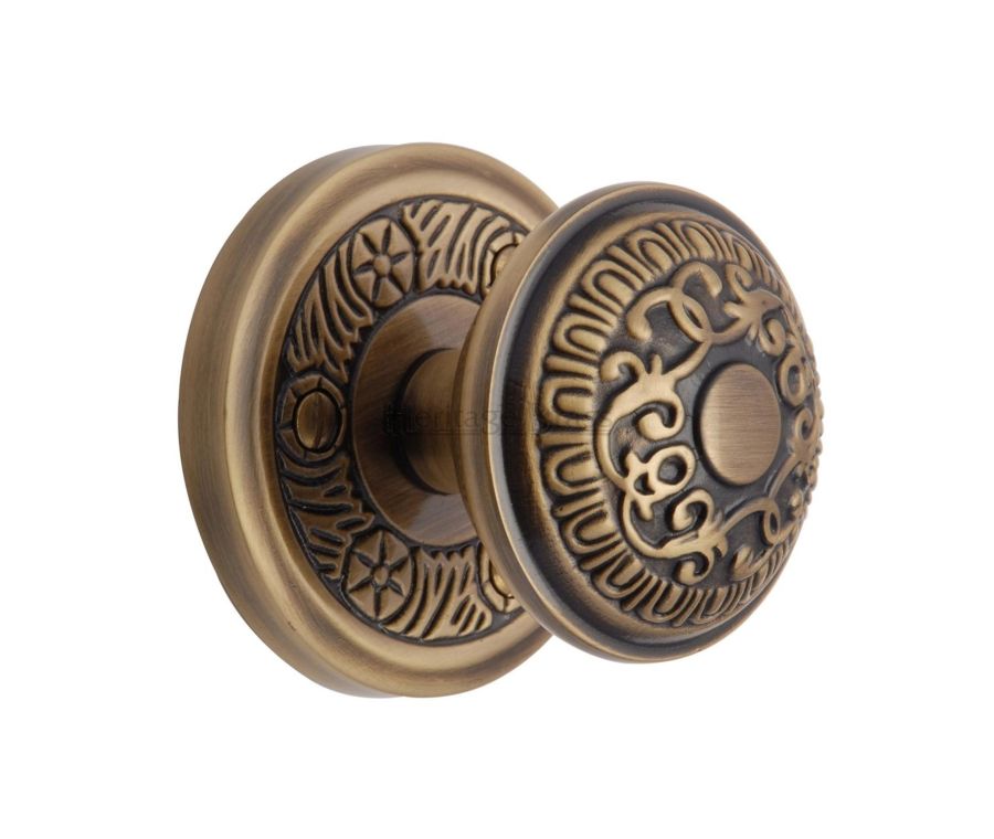 Heritage Brass Antique Brass Aydon Door Knob on Rose