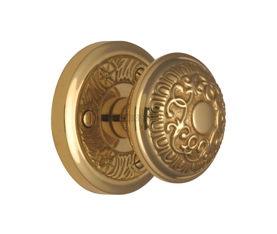 Heritage Brass Polished Brass Aydon Door Knob on Rose