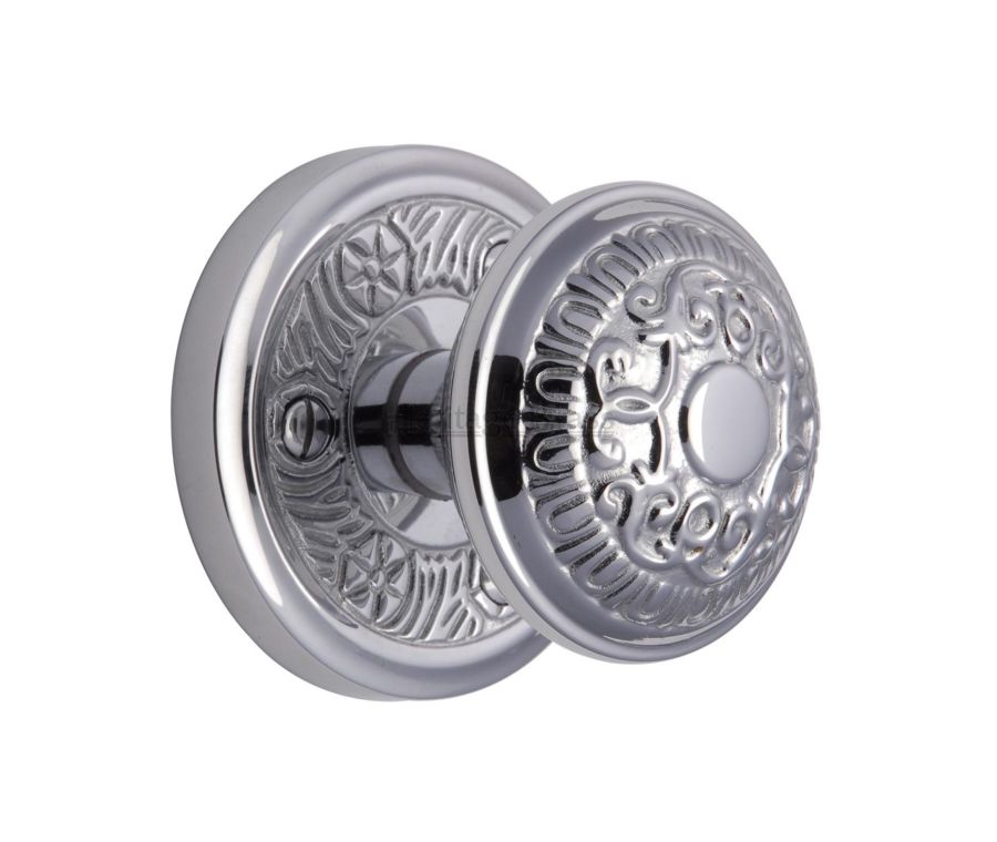 Heritage Brass Polished Chrome Aydon Door Knob on Rose