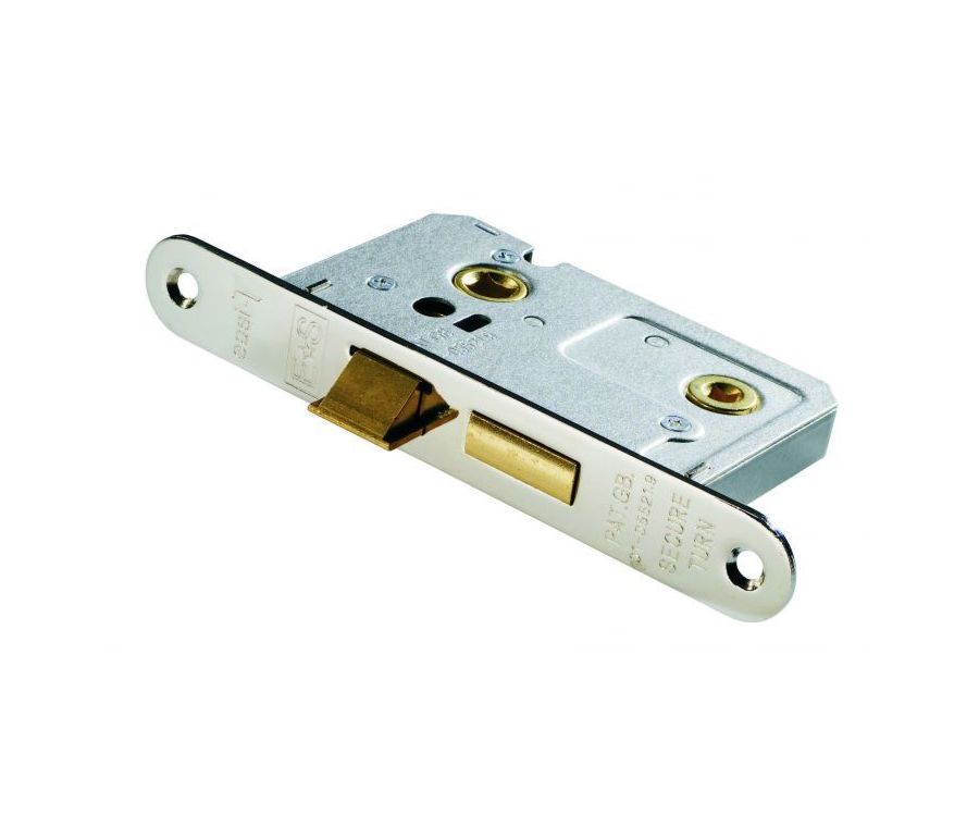 64mm Nicke Plated Radius Easi T Bathroom Lock | BAE5025NP/R