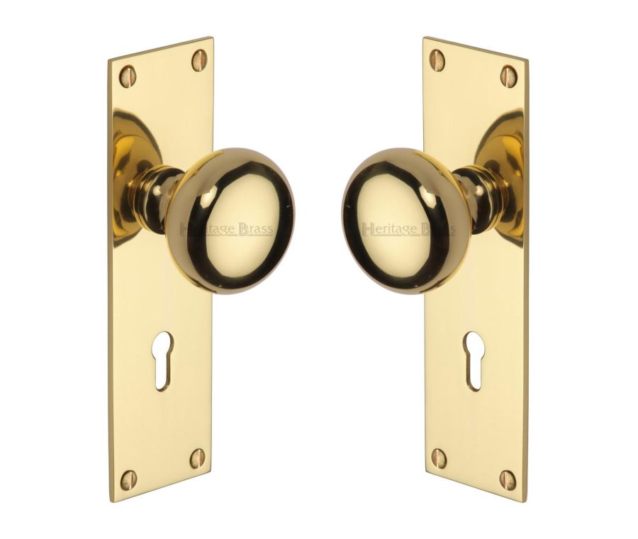 Heritage Brass Polished Brass Balmoral Door Knob on Plate - Lever Lock