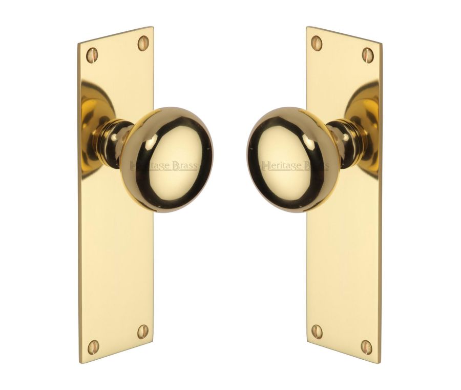 Heritage Brass Polished Brass Balmoral Door Knob on Plate - Lever Latch