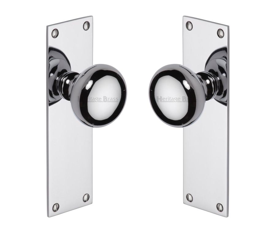 Heritage Brass Polished Chrome Balmoral Door Knob on Plate - Lever Latch