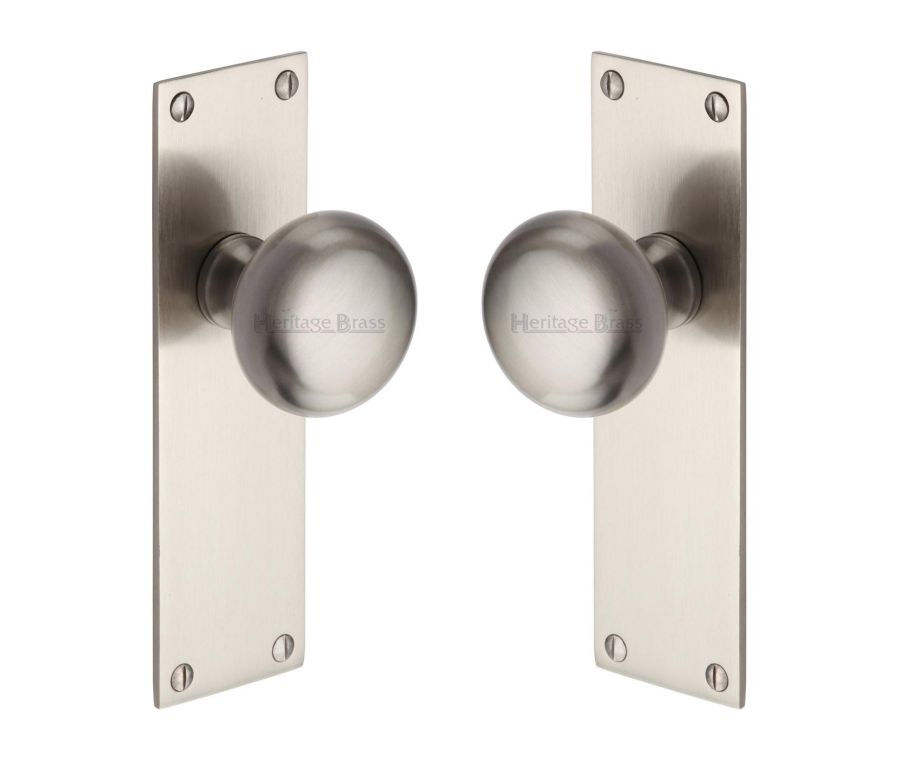 Heritage Brass Satin Nickel Balmoral Door Knob on Plate - Lever Latch