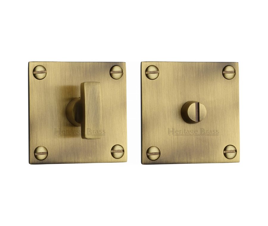 Antique Brass Square Bathroom Turn & Release - BAU1555